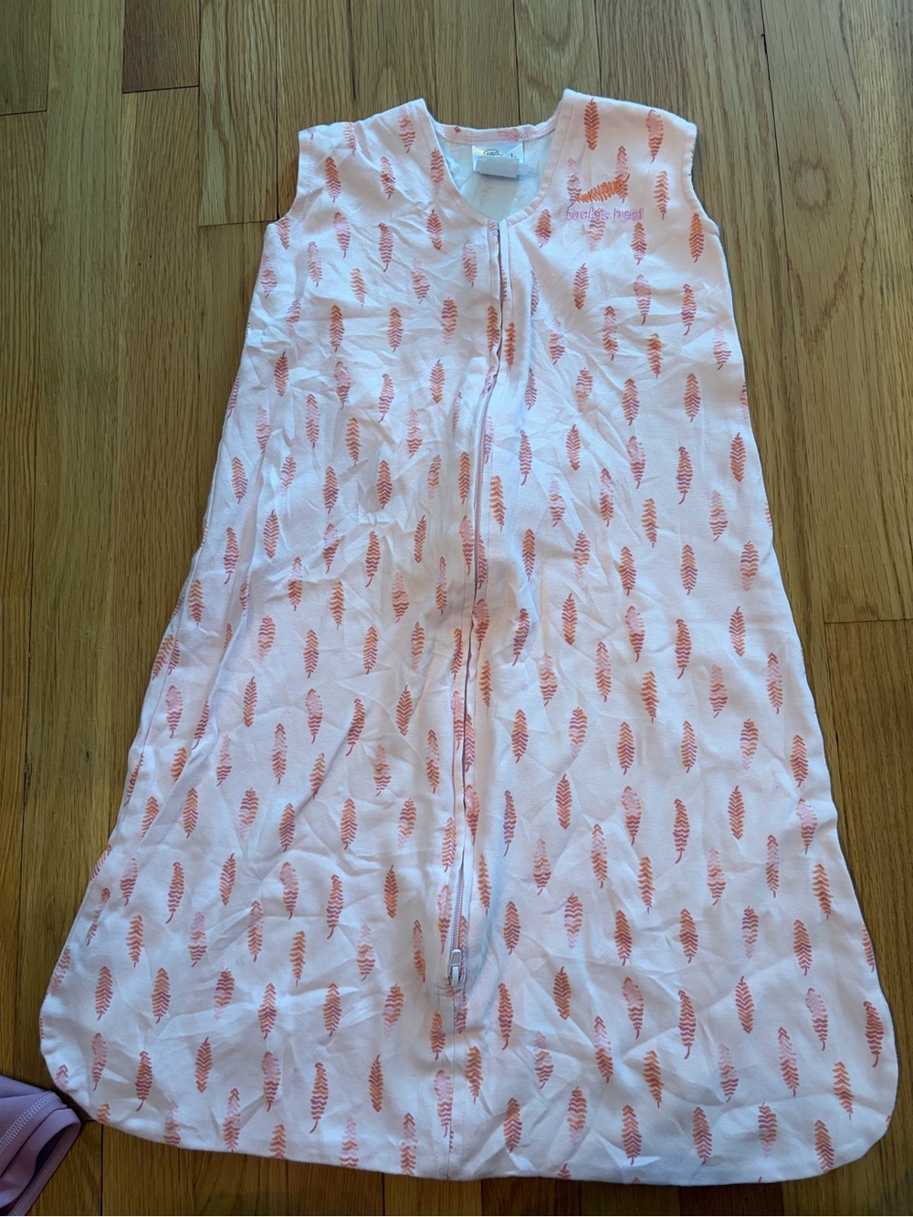 HALO SleepSack | 100% Cotton Wearable Blanket Pink Feather | Size Medium (6-12M)